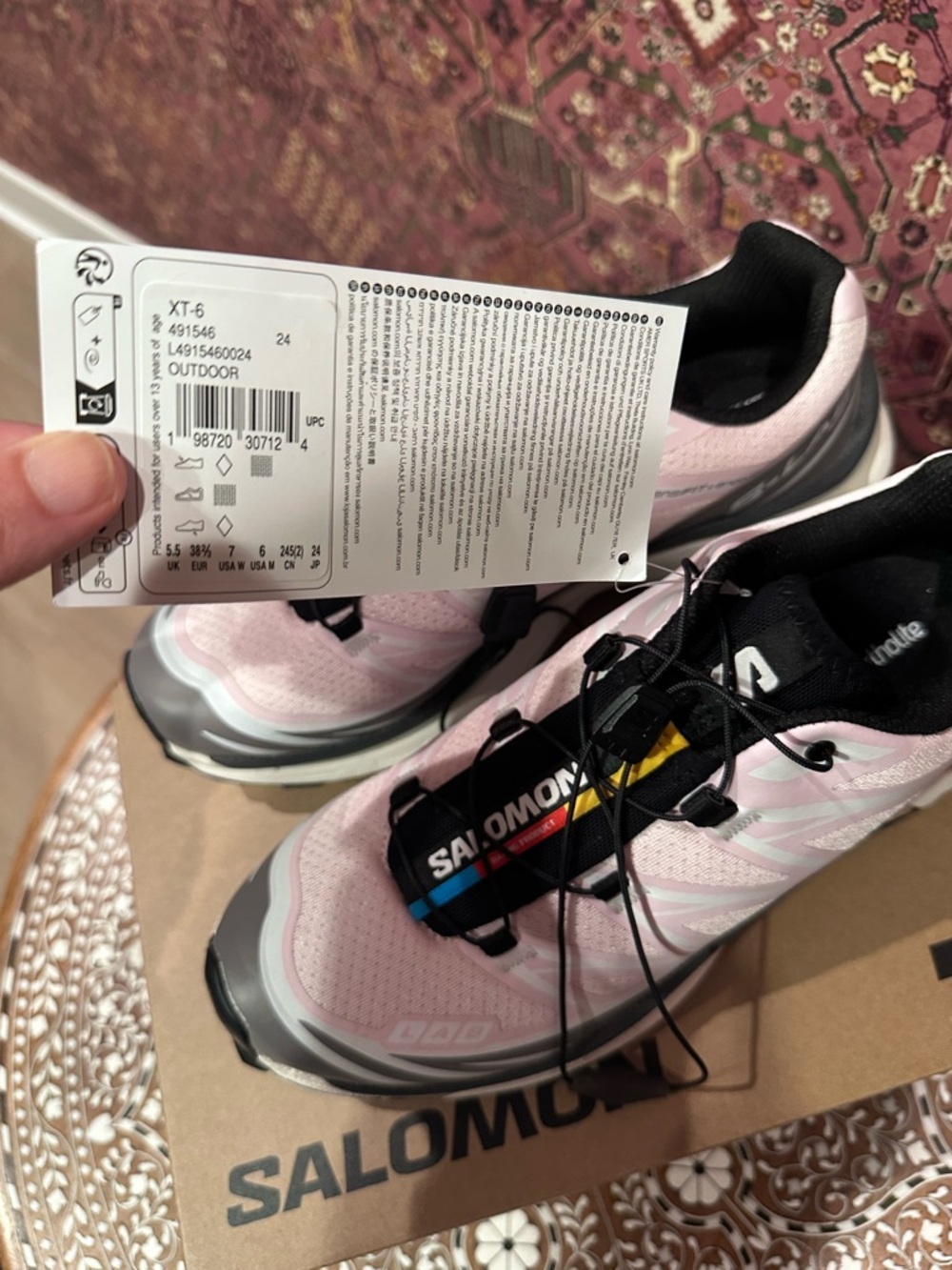 NEW! Salomon XT-6 - Cloudburst / Icy Pink / Tapioca - US 6M/7W Sneaker - Picture 6 of 11